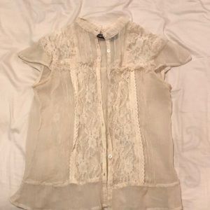 Medium ivory mesh button up. Originally from Wet Seal.